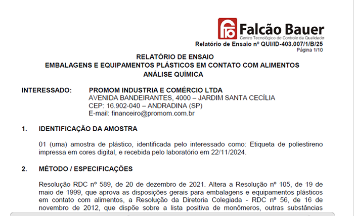 Falcão Bauer - Relatório de Ensaio